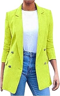 Vestes de costume légères pour femmes, blazers longs classiques à double boutonnage à revers cranté pour petite taille, blazer à manches longues pour adolescentes, col rabattable, veste d
